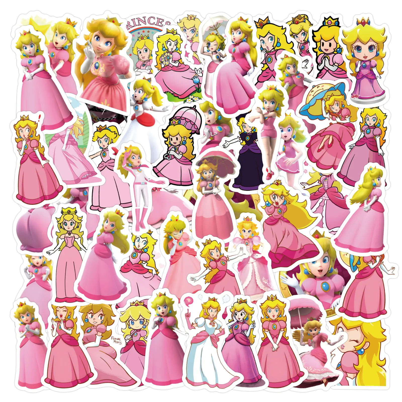 2024 Nieuwe 60st Video Game Mario Stickers Voor Auto Skateboard Notebook Diy Super Prinses Perzik Sticker