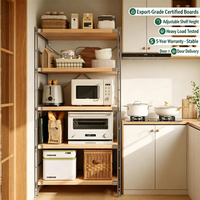 Étagère de rangement de cuisine en métal à quatre niveaux, sur pied, multifonctionnelle, pour four à micro-ondes, style japonais
