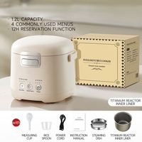 Mini cuiseur à riz intelligent 1,2 L, cuve intérieure antiadhésive en titane, programmation 12h, petit cuiseur à riz électrique avec cuiseur vapeur pour 1-2 personnes