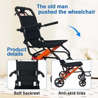 Fauteuil roulant manuel portable pour l'allée d'un avion, en acier au carbone ultraléger, pour le transport et le transfert