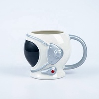 Madou 550ml Tasse en céramique de porcelaine fine en forme de casque d'astronaute 3D créatif - Grande capacité, cadeau d'affaires pour la rentrée scolaire, vente en gros