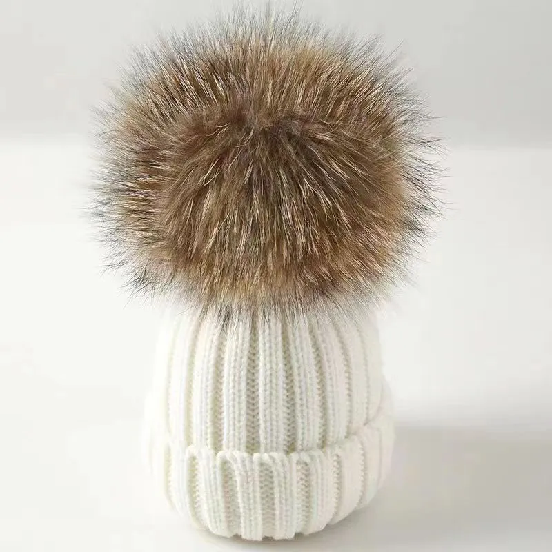 Chất Lượng Hàng Đầu Trẻ Em Kiểm Tra Beanie Mũ Mùa Đông Beanie Dệt Kim Hat Pom Pom