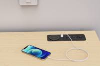 Prise intelligente encastrée universelle avec chargeur sans fil, ports USB-A PD et prises CA, en ABS, modèle LK-061, design barre pour bureau