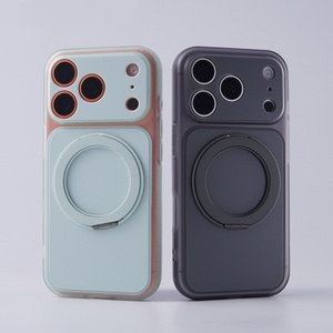 เคสโทรศัพท์แม่เหล็กแบบด้าน รุ่นแฟชั่น สำหรับ iPhone 17 13 14 15 16 Pro Max พร้อม 360 °   ขาตั้งแบบวงแหวน กรอบเลนส์แบบถอดได้ ฝาครอบกันกระแทก - Product Image 6