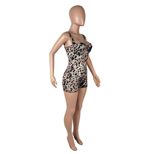 D9526 <span class=keywords><strong>Tuta</strong></span> Intera Estiva da <span class=keywords><strong>Donna</strong></span> Sexy a Vita Media con Stampa <span class=keywords><strong>Leopardata</strong></span> e Spalline, Vestibilità Slim, Scollatura Profonda - Bestseller - Product Image 3