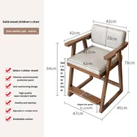 Chaise d'étude pour enfants en bois massif, hauteur réglable, design minimaliste, siège en éponge haute densité, chaise d'étude et de repas ETY002
