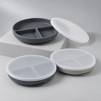 Assiette en silicone compartimentée avec couvercle pour bébés et tout-petits, sans BPA, vaisselle à ventouse, fabricant OEM ODM