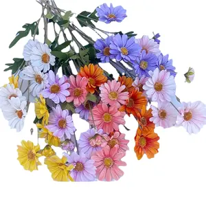 LFH造花6頭デイジー新しい秋の色小さな野生の花結婚式の配置家の装飾fa