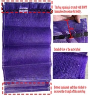 Expédition rapide 42x74cm 53.5g Sac en filet PP Leno violet pour écrevisses vivantes, idéal pour l'emballage d'oignons et de bois de chauffage