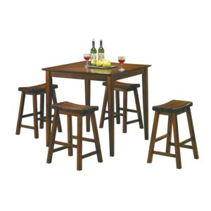 Taburetes de altura de barra modernos DB de 29 pulgadas, Juego de 2 piezas, asiento de sillín, acabado de cerezo de madera maciza para cocina, hogar, Bar, muebles de comedor informales de Metal - Product Image 5