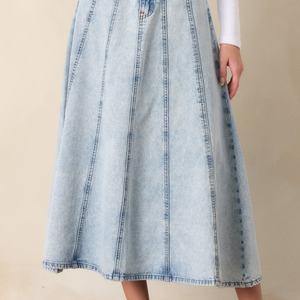 Jupe en jean délavée vintage de haute qualité, personnalisée OEM, déchirée, décontractée, 100 % coton, pour femme - Product Image 4