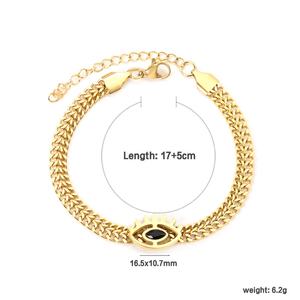 Pulsera de Acero Inoxidable con Baño de Oro de 18K al por Mayor, con Piedras de Zirconia, Diseño de Moda con Cuentas, Cereza, Concha, Ojo y Corazón para Mujer - Product Image 5
