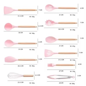 19 Pieces <b>Silicone</b> Kitchen Accessories Wooden Handle Wholesale Kitchen Utensils Cooking <b>Tool</b> Sets - Product Image 6