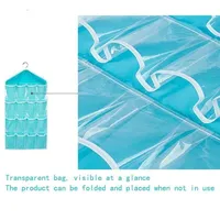 Sac de rangement mural suspendu pliable transparent imperméable à 16 compartiments pour chaussettes, sous-vêtements, accessoires de voyage
