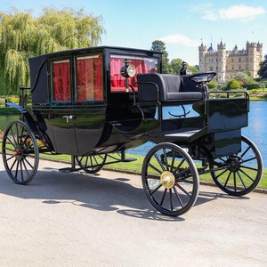 Calèche royale électrique noire avec sièges rouges personnalisables pour visites touristiques, calèche vintage à chevaux - Product Image 2