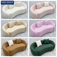 Canapé d'attente moderne pour salon, en forme de rein, en tissu bouclé, chaise de réception pour institut de beauté, mobilier de salon