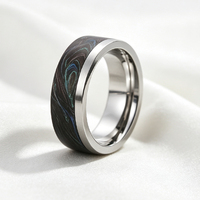 Bague de mariage ou pour usage quotidien en carbure de tungstène et fibre de carbone plaqué argent 8 mm de haute qualité, surface mate, ajustement confortable pour hommes et femmes