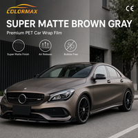 Vinilo Premium Super Mate Marrón Gris para Envolver Autos, con Revestimiento PET, Libre de Burbujas, 5 Años de Durabilidad, Adhesivos para Cambio de Color de Autos