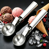 Alat Dapur Sendok Es Krim Stainless Steel dengan Gagang Nyaman Alat Es Krim dengan Pemicu Sendok Bakso