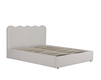 Lit plateforme Willsoon haut de gamme moderne King Queen avec tête de lit en forme de nuage, rembourré, avec rangement relevable et éclairage LED, douceur pour appartement