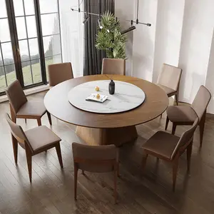 Новый дизайн, Роскошная золотая белая круглая 8 стульев, деревянная Выдвижная мраморная мебель для столовой, набор столов
