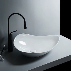 Lavabo de Cerámica Ovalado de Estilo Nórdico, Lavabo Moderno para Baño - Product Image 1