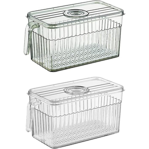 Kitchen Pantry Storage Organizers <b>Clear</b> PET Plastic Eco-Friendly Airtight Refrigerator Storage <b>Containers</b> with Lids and Handles - Product Image 4