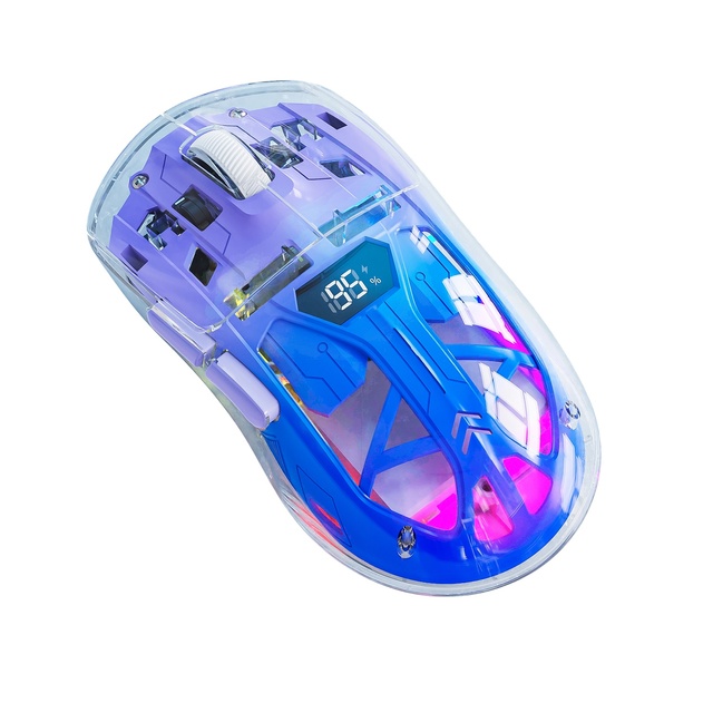 RGB Luminous 2.4G Wireless BT Transparent Gaming Computer Office Mouse Free Wolf A2 Dual Mode Wireless Mouse
