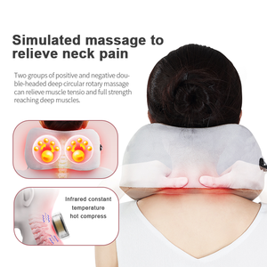 Masseur de cou en forme de <span class=keywords><strong>U</strong></span>, 4 boutons, 3 vitesses, mousse à mémoire de forme colorée, portable, pétrissage 3D, chauffant, pour soulager les douleurs au cou et aux épaules - Product Image 4
