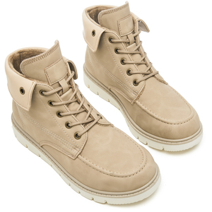 Bottes de randonnée d'hiver <span class=keywords><strong>en</strong></span> <span class=keywords><strong>cuir</strong></span> à talon plat à la mode pour hommes et femmes, conception à lacets de grande taille - Product Image 1