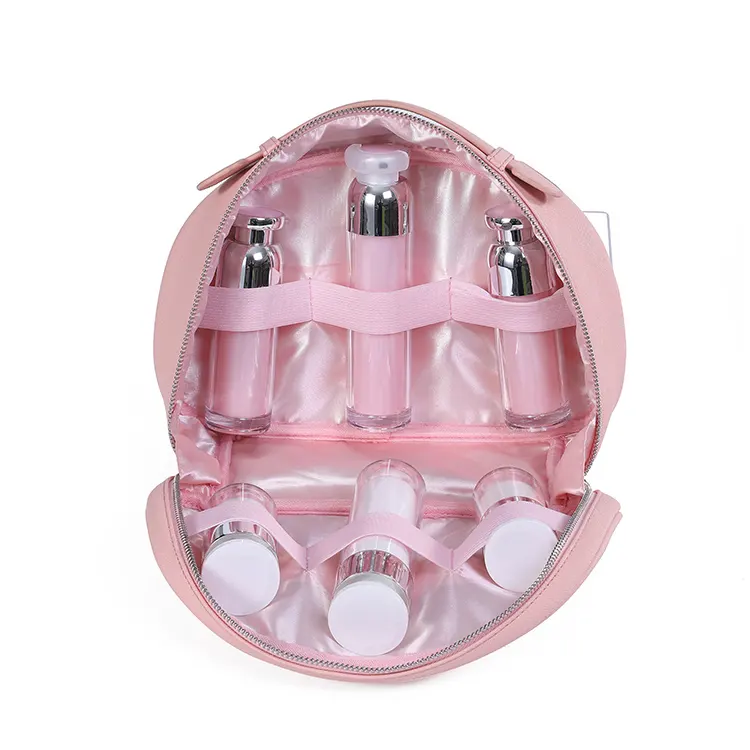 Customized Wholesale 210D lining pink custom cosmetic bag women cheap popular makeup bag with logo printing