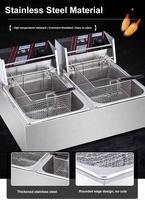 Poulet Friteuse Machine 2500W Électrique 10L + 10L Friteuse Machine Double Réservoirs Commercial En Acier Inoxydable Restaurant Équipement