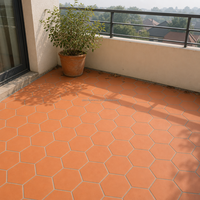 Carreaux hexagonaux orange 200x230mm en céramique mate terracotta pour balcon, cuisine, salle de bain, mur d'évier, sol, style nordique minimaliste