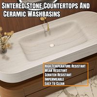 Ensemble de meubles de salle de bain mural en bois massif style ferme moderne 2026 Juerte OEM avec lavabo en céramique, table complète et miroir LED argenté