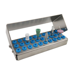 Bloque de acero inoxidable autoclavable para fresas dentales con anillo de silicona, 30 orificios - Product Image 1