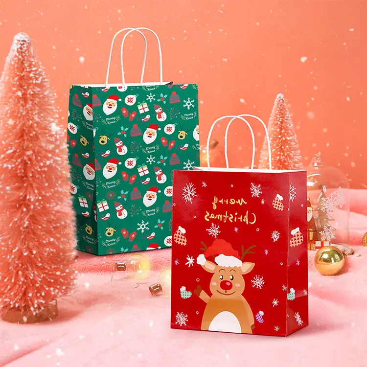 Factory wholesale ready for ship Christmas gift paper bag Christmas paper packaging bag