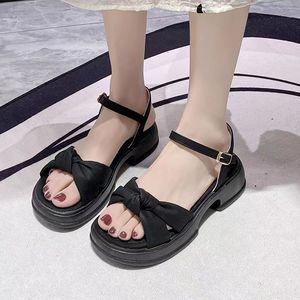 Sandalias de playa de verano de moda para mujer, nuevos zapatos de playa de una correa de tacón grueso de estilo razonable, cierre de cordones de PVC para comercio exterior - Product Image 2