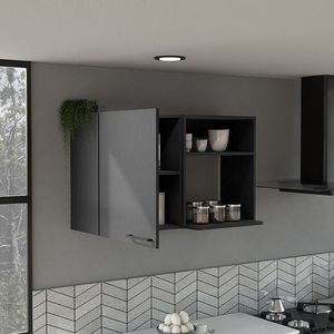 Armoire murale de cuisine à deux étagères Bussolengo avec finition Wengue noir - Product Image 1