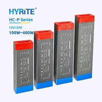 Alimentation électrique à LED simple Hyrite, pour intérieur, 100W-400W, 12V/24V, rail DIN industriel, PFC, facteur de puissance élevé, efficacité 90%