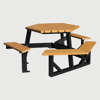 Mobilier d'extérieur Table de pique-nique commerciale en bois pour personnes handicapées Ensemble de meubles de jardin Patio extérieur Table à manger externe avec banc
