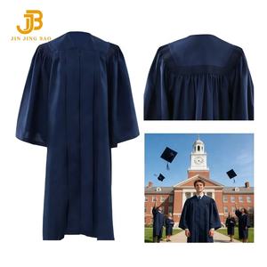 Toga y Birrete de Graduación de Lujo en Tela Mate de Poliéster Azul Marino para Escuela, con Impresión Personalizada y Bordado de LOGO, Túnica de Licenciatura - Product Image 1