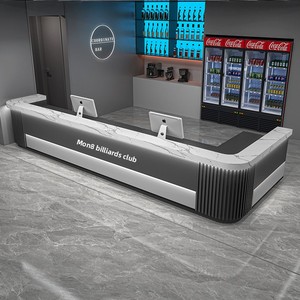 Bancone Cassa da <span class=keywords><strong>Bar</strong></span> Vintage Industriale Moderno Scrivania Reception in Legno Massello per Sala da Biliardo Sala Giochi Hotel Palestra Bancone Angolare - Product Image 5