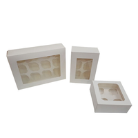 Caja de Embalaje para Donuts Blanca Lista para Enviar con Ventana Transparente, Diseño Gráfico, Caja para Galletas Directo de Fábrica para Uso Alimentario