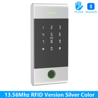 Lecteur de cartes de contrôle d'accès WIFI TTLock, serrure de porte RFID, télécommande, contrôle d'accès par application mobile, pointage des heures, pour porte en verre