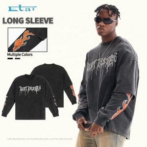 เสื้อยืดผ้าฝ้ายพิมพ์ลายกราฟิกสำหรับผู้ชายเสื้อยืดแขนยาวสองชั้น100% งานตามสั่ง - Product Image 5