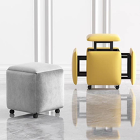 5-in-1 Modern Comfort Square Velvet Gepolsterter Fuß schemel Osmanen & Hocker mit für Rubik's Cube für die Aufbewahrung von Wohnungen