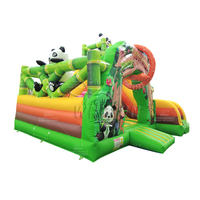 WINSUN Château gonflable semi-fermé personnalisé de haute qualité, écologique, portable, pour fêtes, avec toboggan sec Aventure Jungle