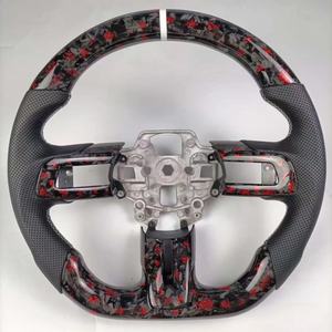 Volante de Fibra de Carbono Forjado Rojo Personalizado para <span class=keywords><strong>Ford</strong></span> Mustang Coupe 2015-2023 <span class=keywords><strong>Shelby</strong></span> S550 5.0L GT 350 500 - Product Image 1