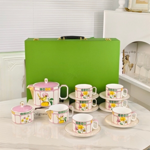 Flower Series Light Luxury European Style 15-Piece Bone China Eco-Friendly <b>Coffee</b> Set for Parties and Weddings - Product Image 5