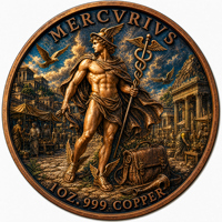 Relief 3D 1 Oz .999 Tembaga Murni Koin Bundar Dewa Perdagangan Yunani Romawi Relief Bullion Medali Koleksi Dekorasi Pajangan Hadiah